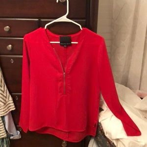 Red zip up shirt